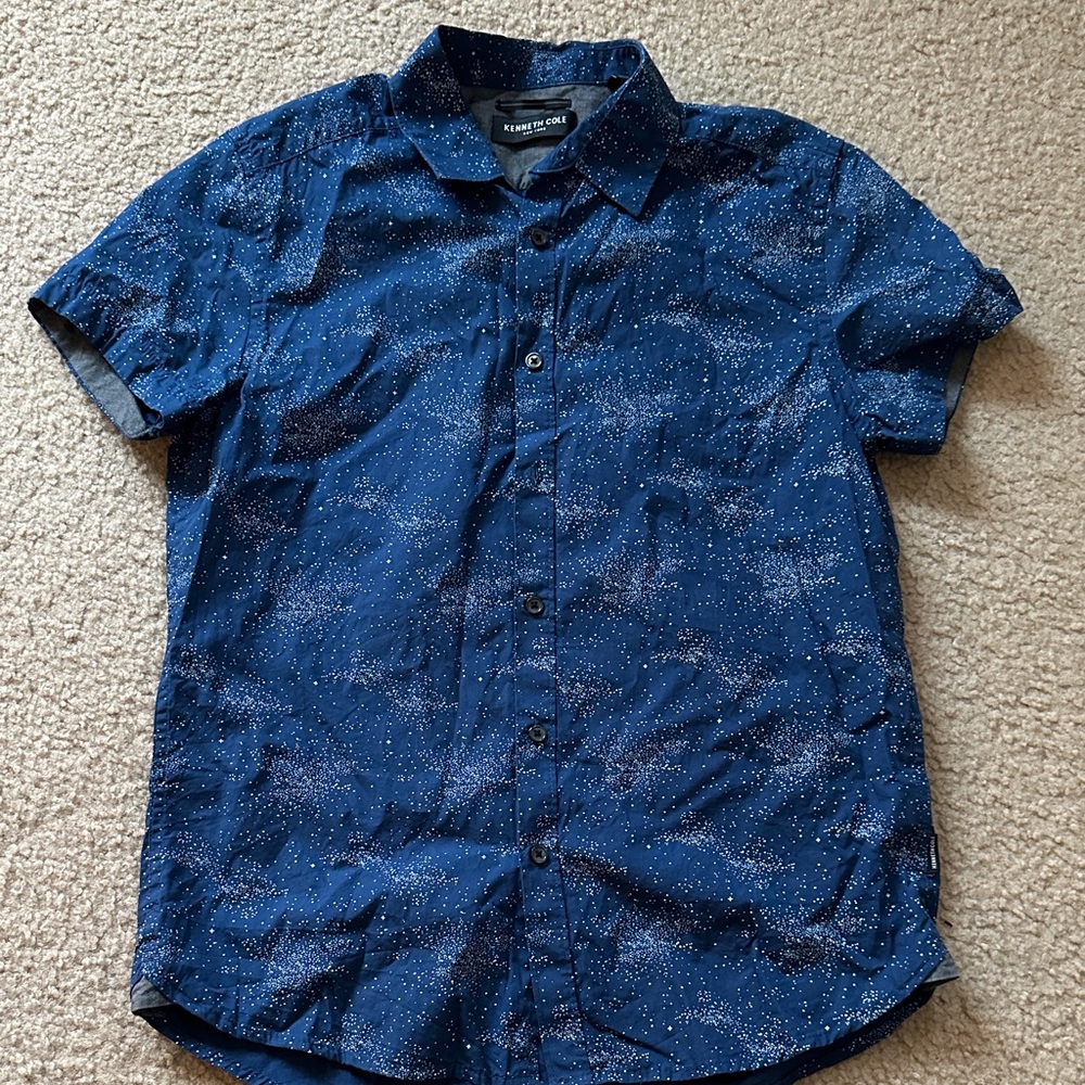 Kenneth Cole Blue Speckled Casual Shirt